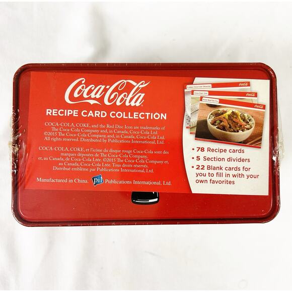 Vtg Coca Cola 100 Years Of The Bottle Tin Box w/ Recipe Cards New Sealed - Picture 2 of 7